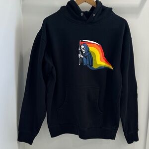 Psockadelic Black Hoodie with Grim Reaper Graphic (M)
